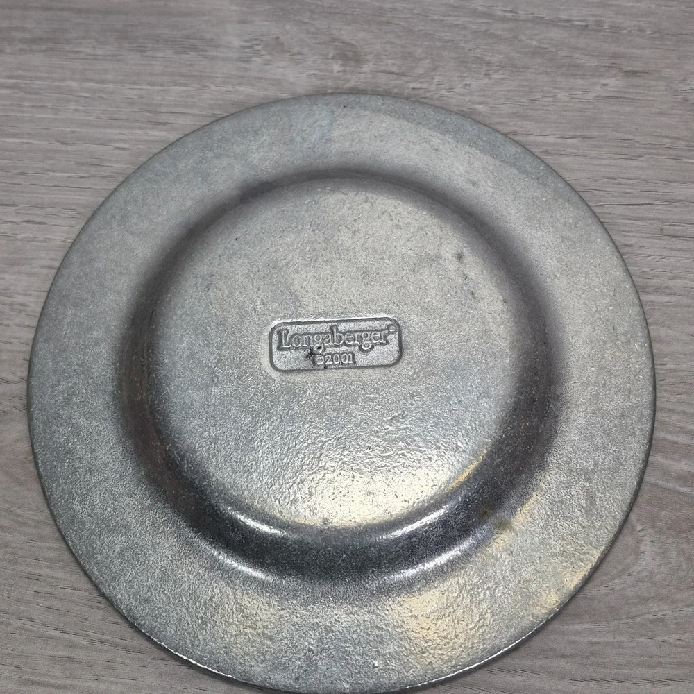 Longaberger Pewter Plate Candleholder Falling Leaves 2001 Leaves & Acorns
